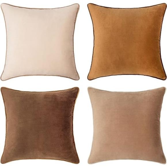 Decorative Throw Pillow Covers Cushion Cases, Set of 4 Soft Velvet Modern - Picture 7 of 7
